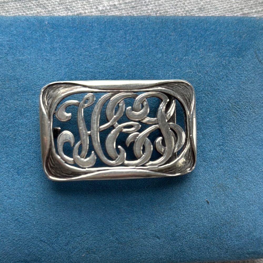 Sterling silver vintage art deco belt buckle.